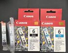 Lot 4 Canon Bci-6Bk Black Ink Cartridge & Bci-6C Cyan Cartridge Genuine New