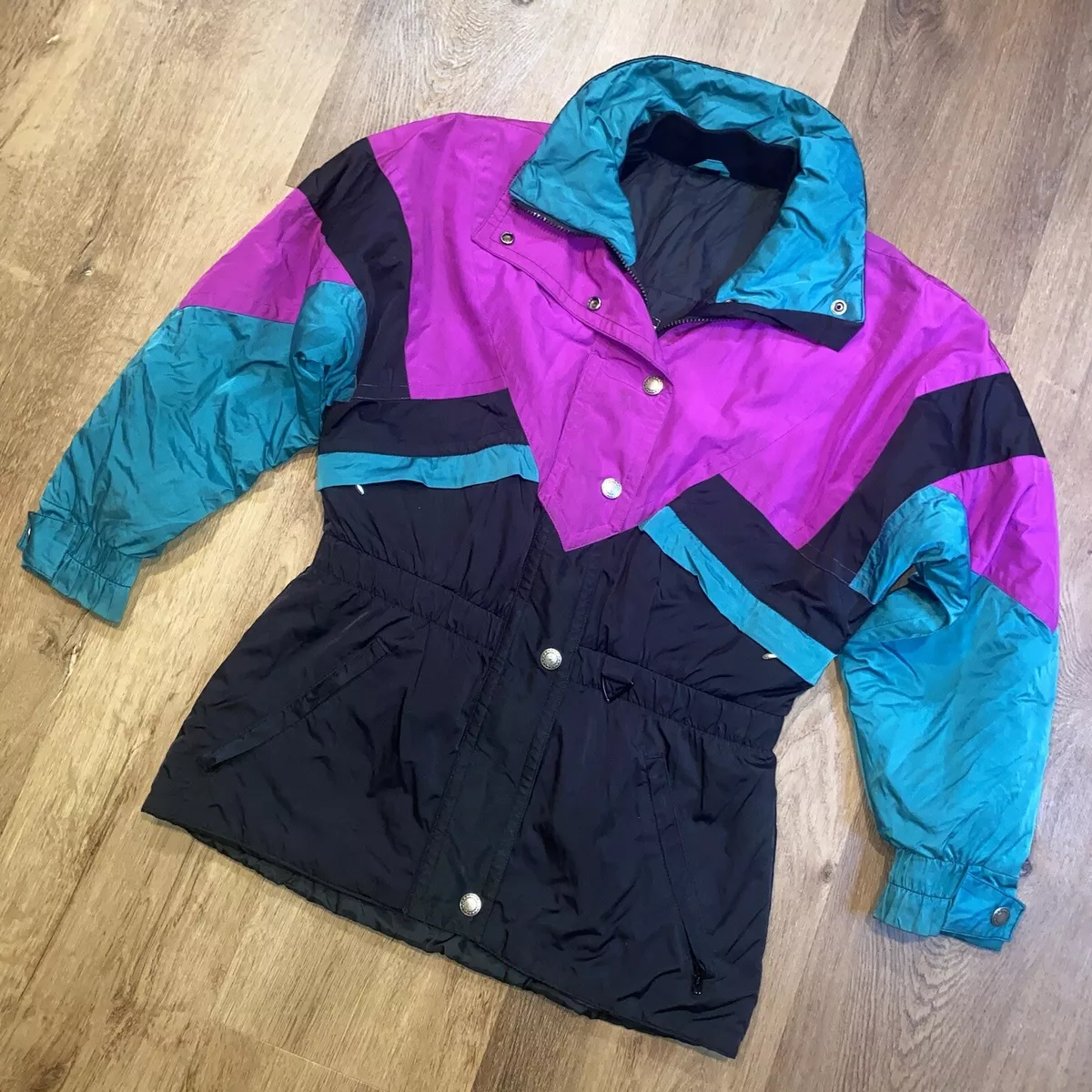 Vintage 80s Ski Jacket Womens Large Snow Parka Coat Insulated