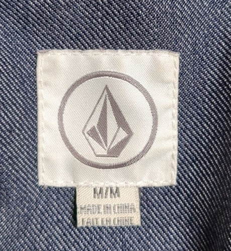 Volcom Stone Hooded Denim Bomber Jacket Ski Insulated Quilt Lined Snowboard MED - Picture 7 of 10