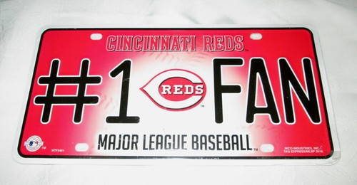 CINCINNATI REDS #1 FAN EMBOSSED METAL LICENSE PLATE #01 - NEW - Picture 1 of 2