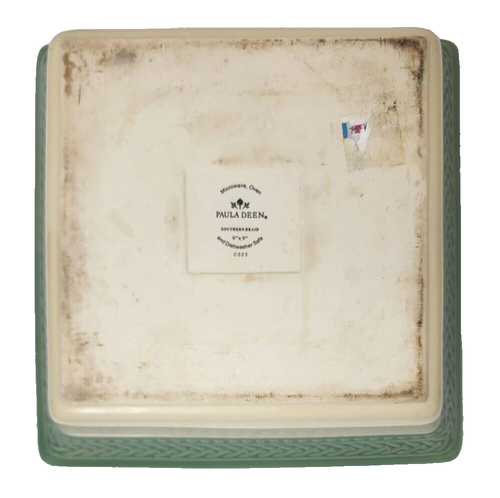 Paula Deen Southern Treccia 9x9” Casseruola/Piastra da Forno Quadrata Verde e Crema - Foto 5 di 7