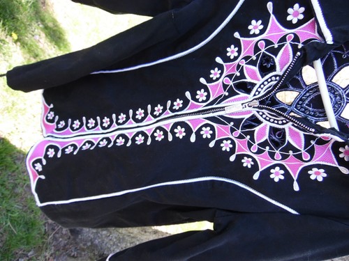 Bob Mackie Wearable Art Cotton Jacket Zipper Front Floral Embroidered, SZ Small - Picture 10 of 11