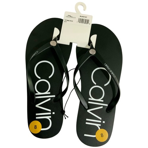 NUEVO CON ETIQUETAS SANDALIAS CHANCLAS CALVIN KLEIN PRECIO DE VENTA SUGERIDO POR EL FABRICANTE $39.99 SALYA NEGRAS PARA MUJER TALLA 7 8 10 - Imagen 5 de 6