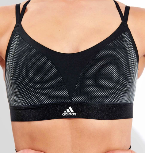 Adidas All Me Women Black White Sports Bra Strappy Back Size 2XS - 第 1/4 張圖片