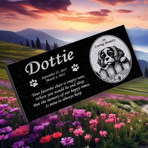 Personalisiertes Hundedenkmal - Granit Stein Haustier Grabmal - 6x12 - Dottie - Bild 7 von 10