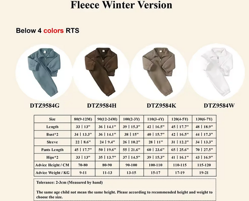 Baby Sportswear Suits Winter Fleece Coat+Pant Kids Boy Girl Tracksuits Outfit - Picture 2 of 21