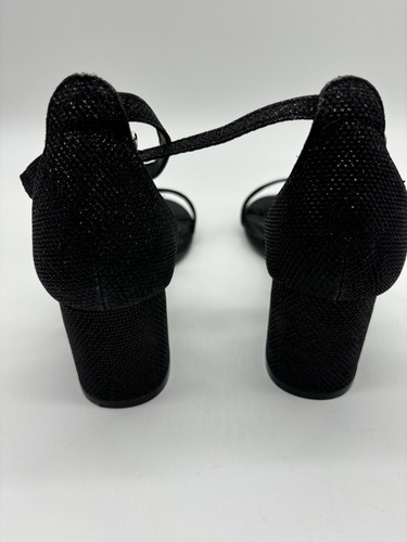 Women Ankle Strap Open Toe Low Block Chunky Heel Sandals Dress Shoes, 6.5, Black - Picture 4 of 5