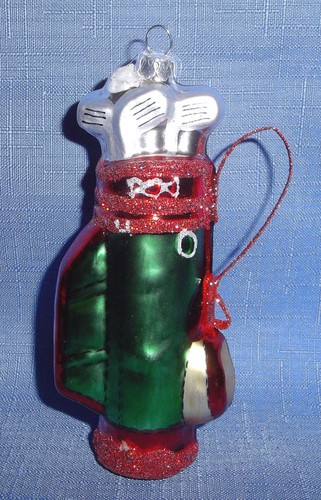 RAZ Golf Bag w/ Golf Clubs Christmas Ornament-Choice Of Red/White Or Red/Green - Picture 3 of 3