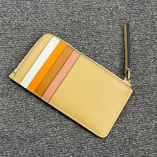 NWT Tory Burch Robinson Color Block Top Zip Card Case Mini Wallet Beeswax Yellow - Picture 2 of 7