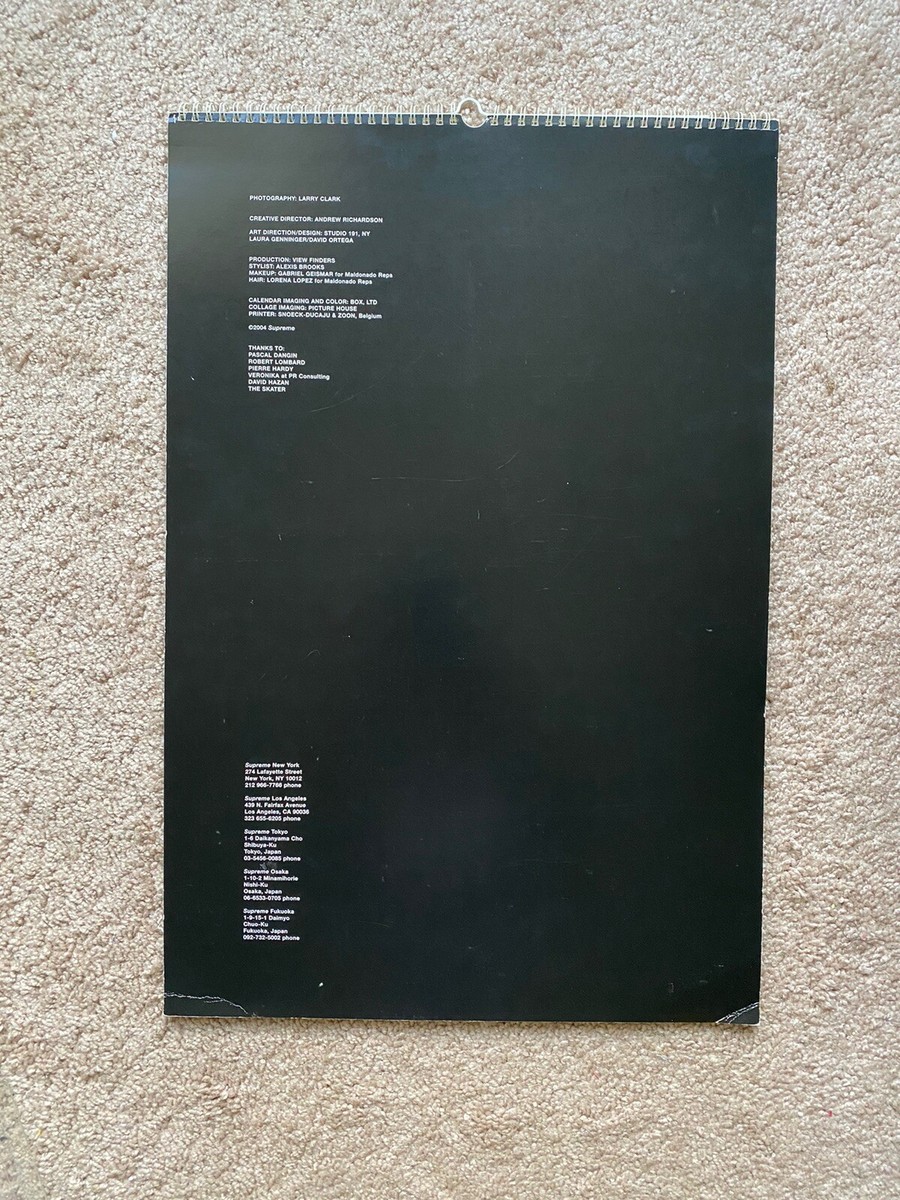 シュプリーム　ラリークラーク　2005カレンダー 美品 Supreme 2005 Larry Clark Calendar