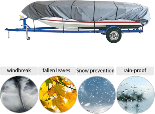 210D Heavy Duty Trailerable Boat Cover for Jon Boat-Grey - Picture 7 of 7