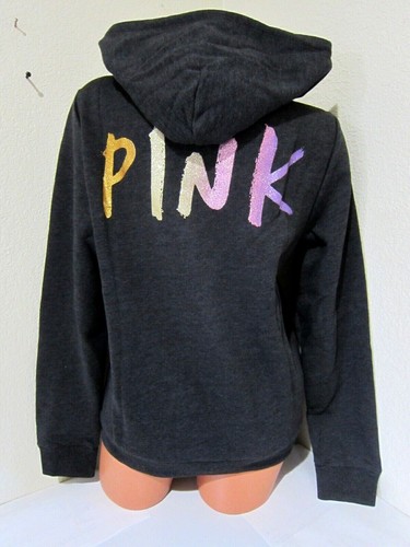 BLING Victoria Secret Pink GRADIENT RAINBOW BRUSH LOGO HOODIE LEGGING PANT SET L - Picture 2 of 7