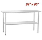 Stainless Steel Commercial Kitchen Work Food Prep Table Bbq Restaurant 24'x60'