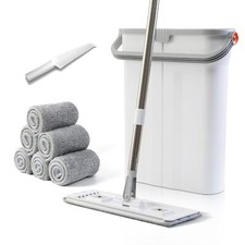 Mop and Bucket Set with Wringer Flat Mop Bucket System for Home Floor Cleaning