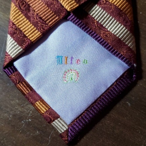 Altea Milano 100% Seide Vintage Krawatte Burgund Wein Lila Diagonal Streifen Italien - Bild 4 von 6