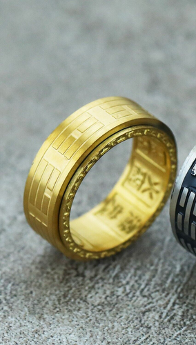 Tai Chi Yin Yang Eight Diagrams Spinner Ring Stainless Steel Men's Women's Ring - Picture 8 of 10