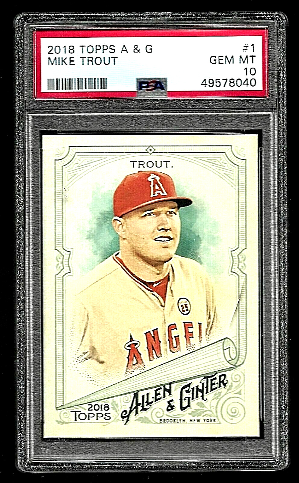 2018 TOPPS ALLEN & GINTER BASEBALL CARD #1 MIKE TROUT PSA 10 LOS ANGELES ANGELS