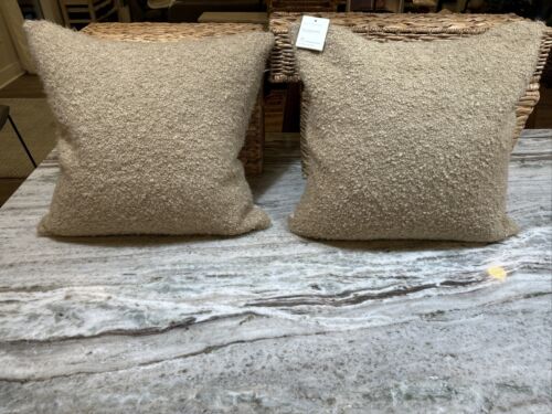 2 POTTERY BARN Boucle Pillow Covers-20x20"-Camel-NWT - Picture 1 of 10