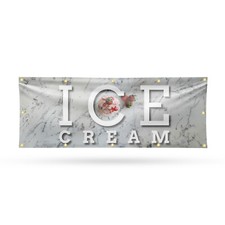 Ice Cream 13 oz Vinyl Banner Sign with Metal Grommets Heavy-Duty Single-Sided