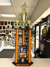 HALLOWEEN TROPHY 35" TALL SUPER COOL AWARD W/ WITCH FIGURE AND FUN GRAPHICS