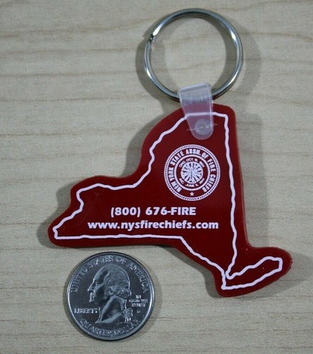 New York State Assn. Schlüsselanhänger Schlüsselring der Feuerwehrchefs Feuerwehr rot #33174 - Bild 1 von 2