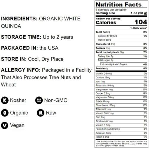Organic Royal White Quinoa - Non-GMO, Kosher, Raw, Vegan - by Food To Live - Picture 41 of 45
