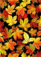 Nature Fabric | Change of Seasons Fall Leaf Toss Black | Oasis YARD