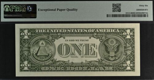 1985 $1 Federal Reserve Note - PMG 66EPQ - Near Solid Serial Number 66668666 - Picture 3 of 3