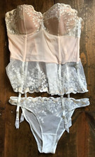 Wolford Body Culture Women's Corset Set-Size 36C-Size M-Nude-Floral-Lace-Vintage