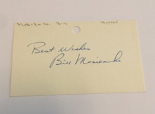 Bill Mosienko HOF Signed 3x5 Index Card Deceased 1994