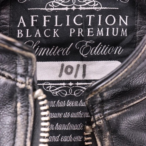 Vintage AFFLICTION Black Premium Limited Edition RARE Cross Leather Jacket (XL) - Picture 3 of 5