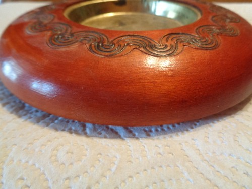 Vintage Holz Aschenbecher mit Metalleinsatz ungewöhnliches Bargeschirr Rauchen Mid Century - Bild 11 von 11