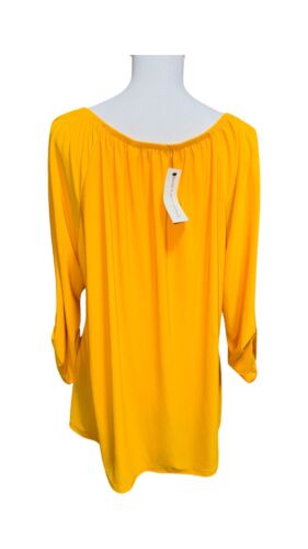 notations womens yellow/orange blouse 2X. New. 3/4 Sleeve. Crew Neck - Picture 4 of 4