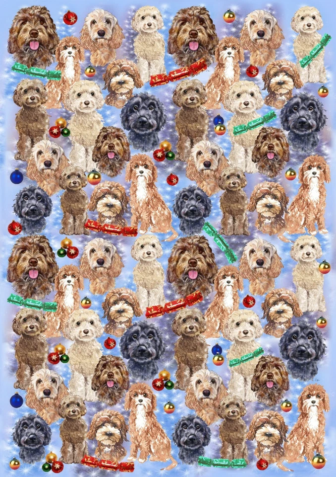 Cockapoo Dog Christmas Gift Wrapping Paper - by Starprint