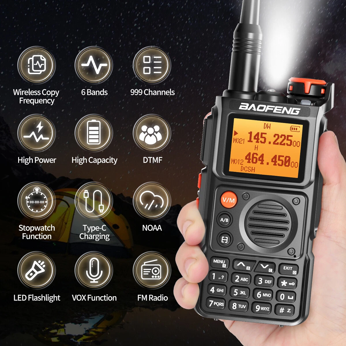 Baofeng UV-K6 Multi Band Walkie Talkie Type-C Long Range NOAA Ham Two Way Radio Baofeng UV-K6 Multi Band Walkie Talkie Type-C Long Range NOAA Ham Two Way Radio