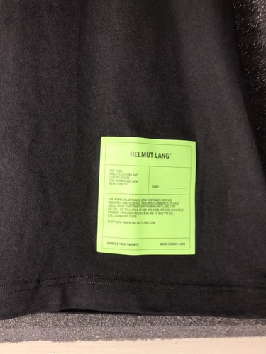 Helmut Lang Mens Black T Shirt Green Logo Bottom Left Corner - Picture 2 of 4