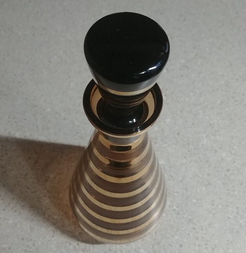 Bronze Glas Wein Dekanter mit Goldstreifen 10,5" - Bild 3 von 6