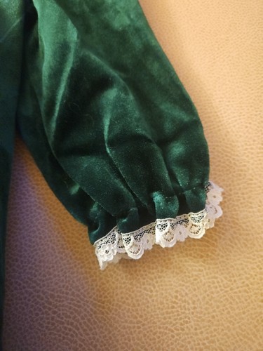 VTG Girls Little Precious Dress Green W Lace, Velvety, 2T Rose Holiday Occasion  - Picture 11 of 19