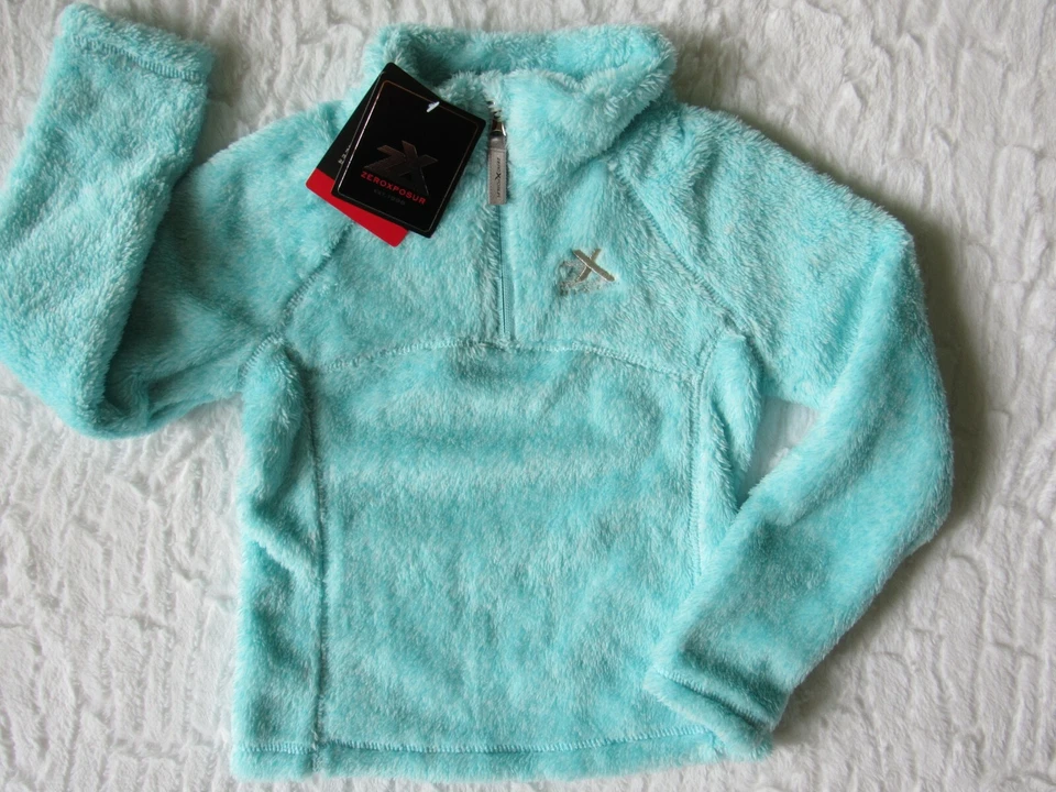 ZeroXposur Unisex Toddler size 4T Soft & Cozy Fleece 1/4-Zip Jacket Aqua/Gray - Image 2 of 4