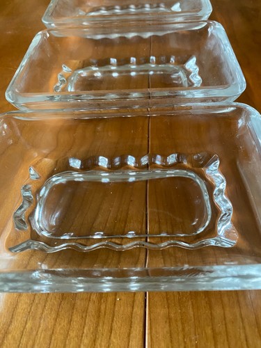 7 Vintage Pressed Glass Square Luncheon Snack Plates & 6 matching relish plates - Picture 9 of 13