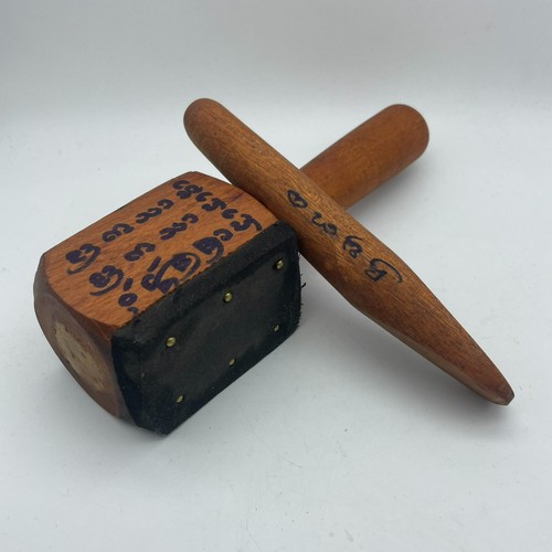 Tok Sen set Hammer Massage Tool Wooden Amulet Thai Holy Magic Vintage Device - Picture 3 of 10