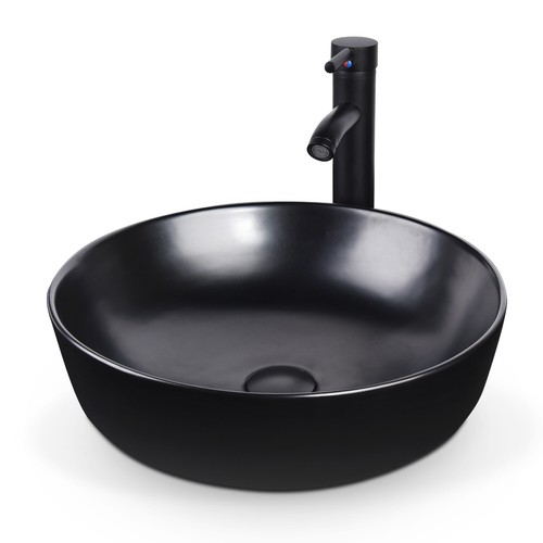 Bathroom Vessel Sink Ceramic Porcelain Basin Bowl ORB Chrome Faucet Pop up Drain - Picture 53 of 76