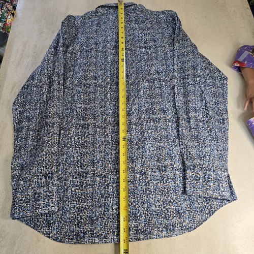 Bugatchi Shaped Fit Shirt Men’s 2XL XXL Air Blue Multi Dot Button Up Long Sleeve - Picture 9 of 14