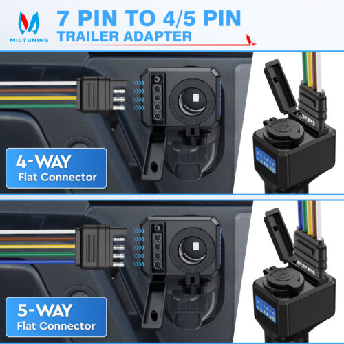 Adaptador de remolque de alimentación plana con hoja de RV de 7 vías a 4/5 pines con conector de circuito LED 12 V - Imagen 4 de 11