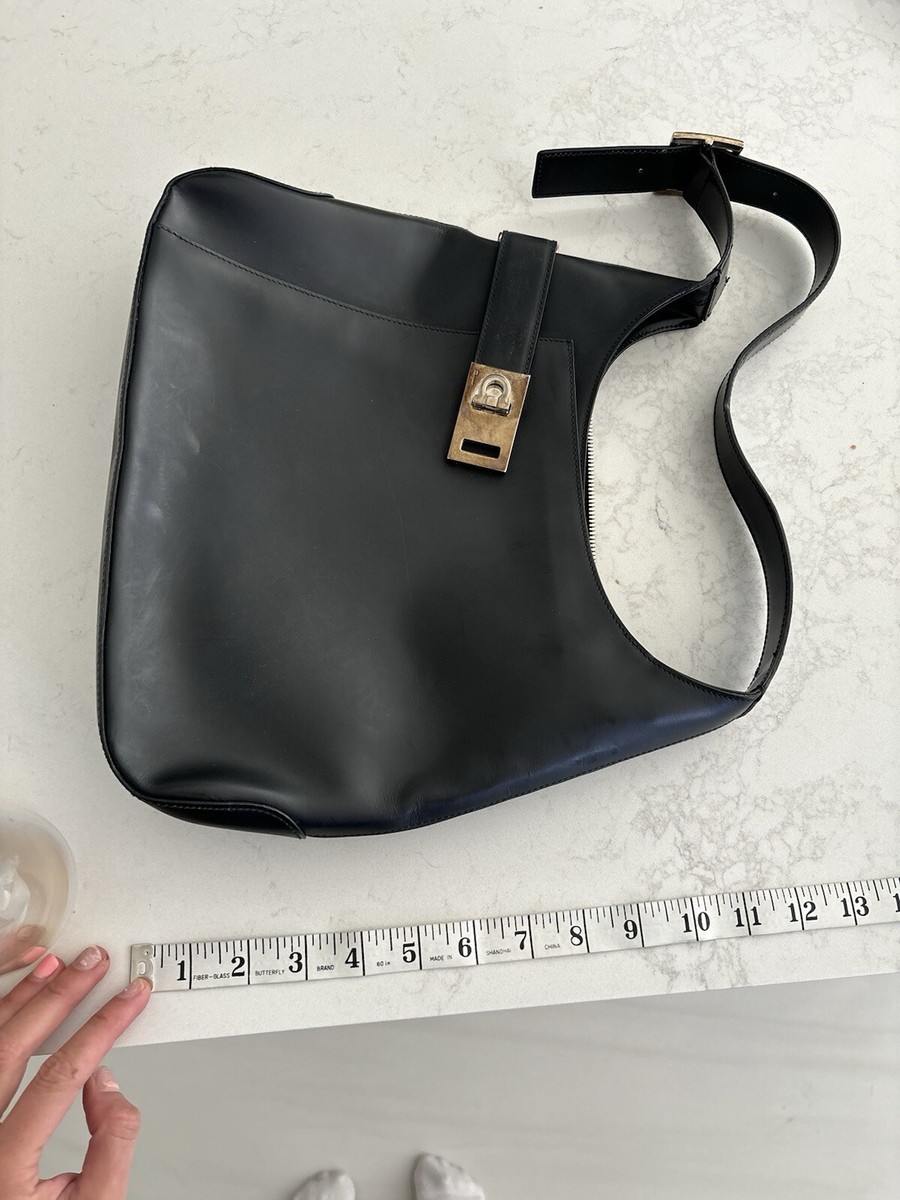 Black Leather Salvatore Ferragamo Shoulder Bag | eBay