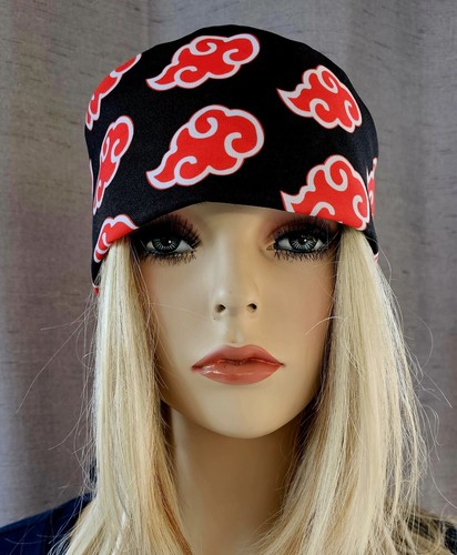 NARUTO AKATSUKI CLOUDS MEDICAL NURSE SCRUB CAP ( 2 SIZE SELECTION )  - Picture 1 of 6