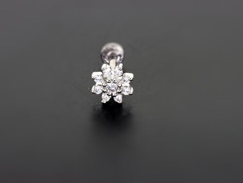 Helix Cartilage Tragus Ear Stud Piercing Bars CZ Diamante Silver Heart Star Moon - Picture 18 of 21