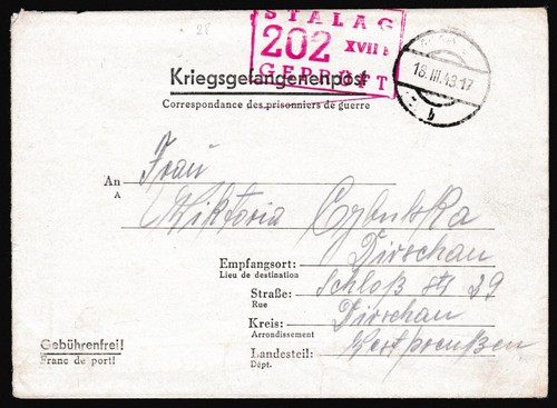 Germany Cover 1943 WWII Prisoner of War Stammlager XVII B France Prussia Z2300 - 第 6/8 張圖片