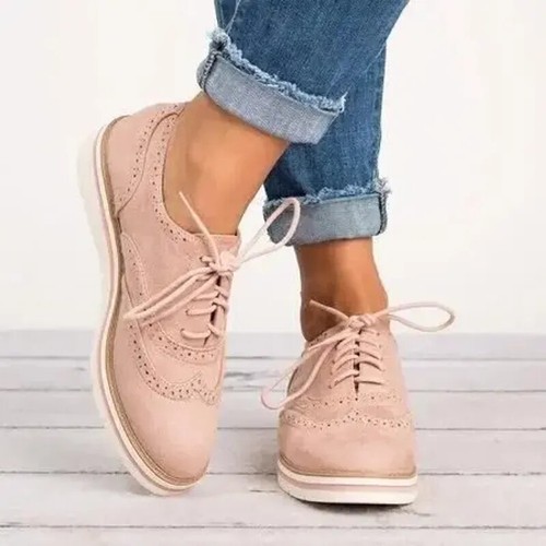 Zapatos Brogue de Goma Mujer Plataforma Oxfords Estilo Británico Creepers Recortes Planos - Imagen 2 de 19