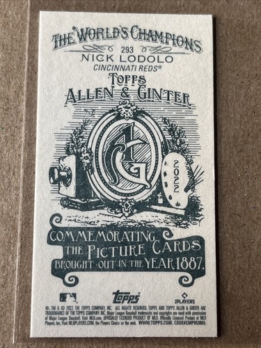 2022 Allen and Ginter Base Mini A&G Back #293 Nick Lodolo - Cincinnati Reds - Picture 2 of 2